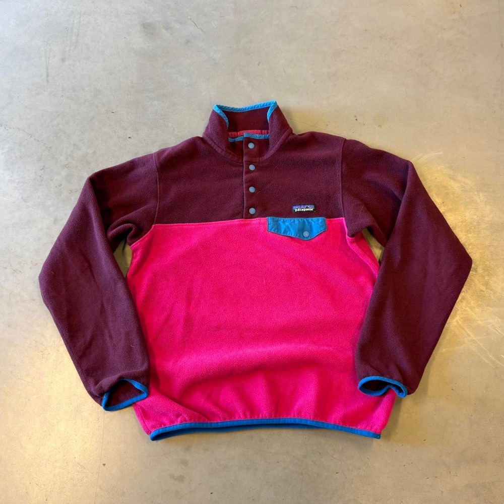 Vintage Patagonia women's pink Synchilla t-snap fleece